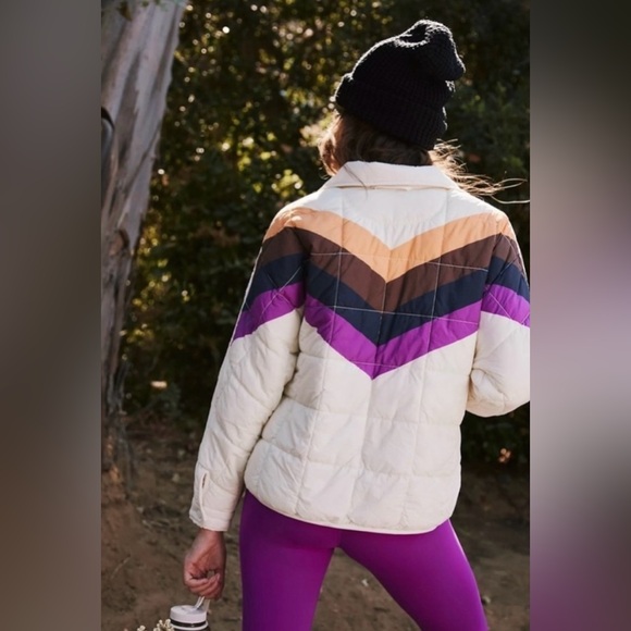 NWT FP Movement x Hatch Pippa Packable Puffer - Small - Ivory Chevron Combo - Picture 2 of 7